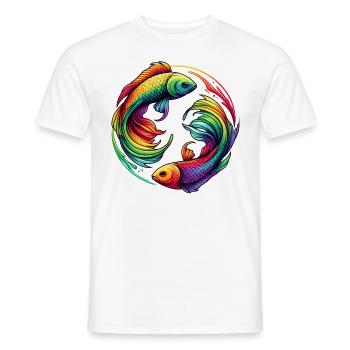 Pisces Zodiac Enigmatic Rainbow Design - Men's T-Shirt - white - Front - AI Model Male 178 dark (178cm)