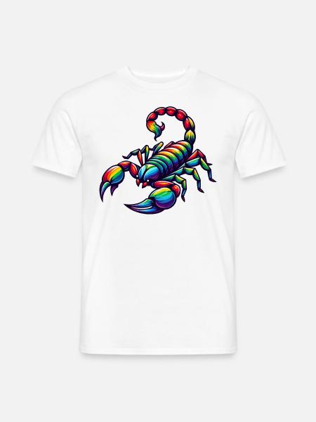 Skorpion-Sternzeichen-Design in leuchtenden Regenbogentönen - Männer T-Shirt - Weiß