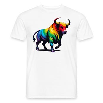 Stier Sternzeichen Sternzeichen Lebendiges Regenbogen-Design - Männer T-Shirt - Weiß - Vorne - AI Model Male 178 dark (178cm)