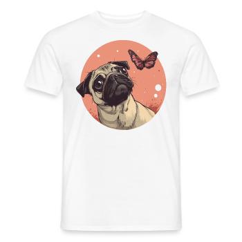 Mops mit Schmetterling - Männer T-Shirt - Weiß - Vorne - AI Model Male 178 dark (178cm)