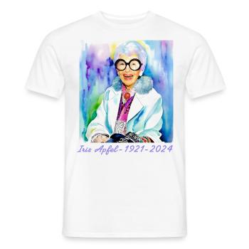 Iris Apfel,bunt, Graffiti, illustration, Aquarell - Männer T-Shirt - Weiß - Vorne - AI Model Male 178 dark (178cm)