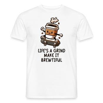 Mill of life on a skateboard - Men's T-Shirt - white - Front - AI Model Male 178 dark (178cm)
