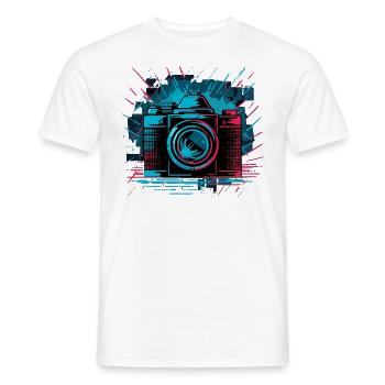Farbenfrohe Kamera mit Splash Effekt - Männer T-Shirt - Weiß - Vorne - AI Model Male 178 dark (178cm)