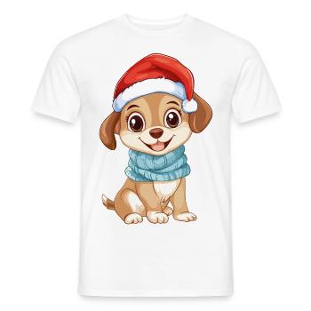 Chien Noël Mignon Noël mignon Noël - T-shirt homme - blanc - Devant - AI Model Male 178 dark (178cm)