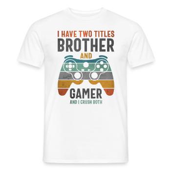 Funny Gamer Design for Boys, Girls, and Gaming Fan - Men's T-Shirt - white - Front - AI Model Male 178 dark (178cm)