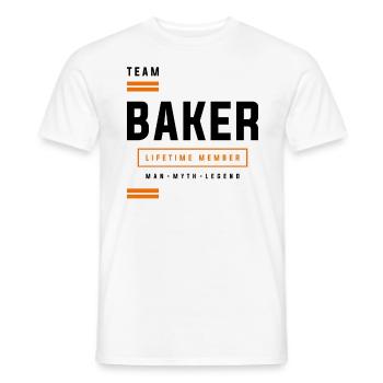 Team Baker Lifetime Member Funny Name Baker - Men's T-Shirt - white - Front - AI Model Male 178 dark (178cm)