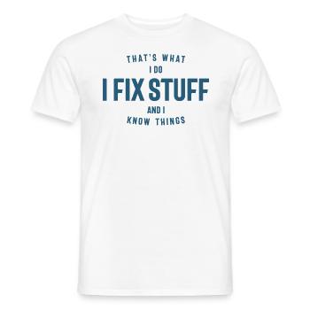 C’est ce que je fais, je répare des choses et je sais des choses - T-shirt homme - blanc - Devant - AI Model Male 178 dark (178cm)