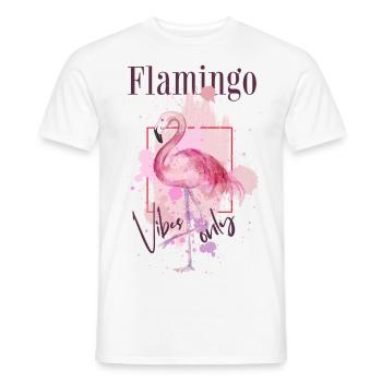 Flamingo Vibes Bird Exotic Summer Pink Pink - Men's T-Shirt - white - Front - AI Model Male 178 dark (178cm)