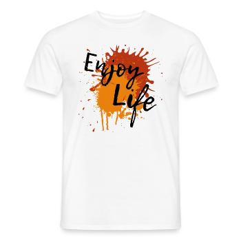Splash Enjoy Life Red Orange Paint Splash Gift - Men's T-Shirt - white - Front - AI Model Male 178 dark (178cm)