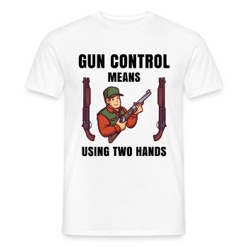 gun control means using two hands - Men's T-Shirt - white - Front - AI Model Male 178 dark (178cm)