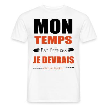 Mon Temps Est Précieux Sport Basket Humour - T-shirt homme - blanc - Devant - AI Model Male 178 dark (178cm)