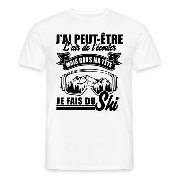 dans ma tête je fais du ski 2 - T-shirt homme - blanc - Devant - AI Model Male 178 dark (178cm)