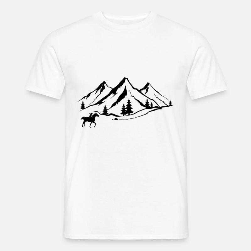 Berg 1 und Pferd - - Männer T-Shirt - Weiß