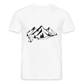Montagne 1 et voilier - (2) - T-shirt homme - blanc - Devant - AI Model Male 178 dark (178cm)