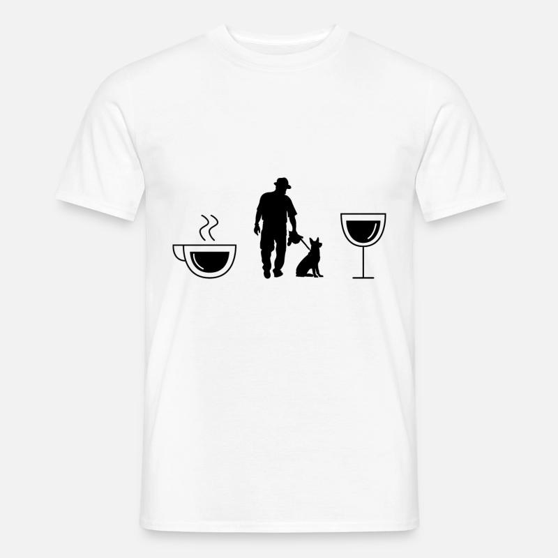 Kaffeewein und Hund - (4) - Männer T-Shirt - Weiß