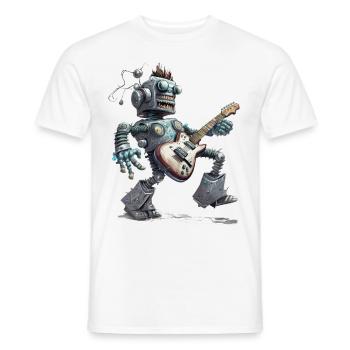 Robot avec guitare - T-shirt homme - blanc - Devant - AI Model Male 178 dark (178cm)