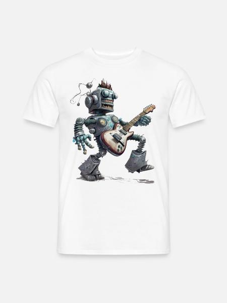 Robot with guitar - Men's T-Shirt - white