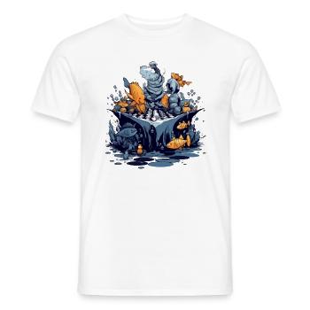 Fish play chess - Men's T-Shirt - white - Front - AI Model Male 178 dark (178cm)