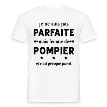 pas parfaite mais femme de pompier - T-shirt homme - blanc - Devant - AI Model Male 178 dark (178cm)