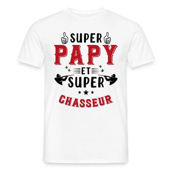 Super papy et Super Chasseur - T-shirt homme - blanc - Devant - AI Model Male 178 dark (178cm)