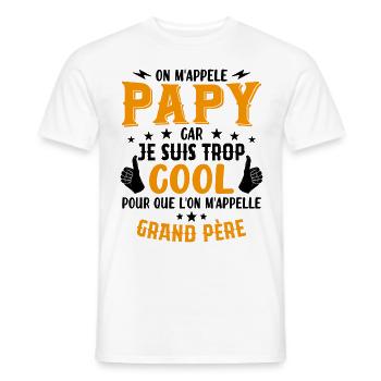 Papy car je suis trop cool / humour grand-père - T-shirt homme - blanc - Devant - AI Model Male 178 dark (178cm)