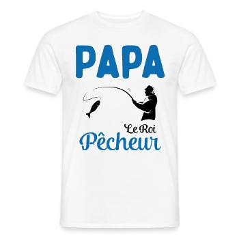 Cadeau Papa Pêcheur Roi de Pêche - T-shirt homme - blanc - Devant - AI Model Male 178 dark (178cm)