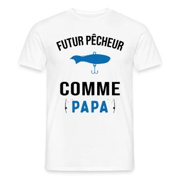 Futur pêcheur comme papa humour cadeau pêcheur - T-shirt homme - blanc - Devant - AI Model Male 178 dark (178cm)