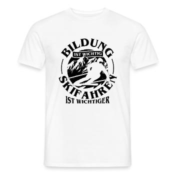 Bildung WICHTIG - Skifenahren Wichtiger - - Männer T-Shirt - Weiß - Vorne - AI Model Male 178 dark (178cm)