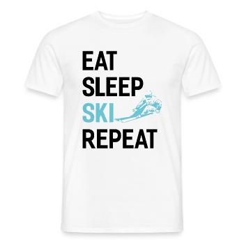 Eat Sleep Ski Repetition - (S.K) - Men's T-Shirt - white - Front - AI Model Male 178 dark (178cm)