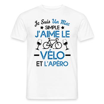 Je suis un mec simple j'aime le vélo et l'apéro - T-shirt homme - blanc - Devant - AI Model Male 178 dark (178cm)