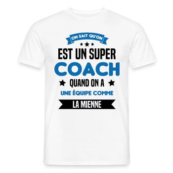 On Sait Qu'on Est Un Super Coach - T-shirt homme - blanc - Devant - AI Model Male 178 dark (178cm)