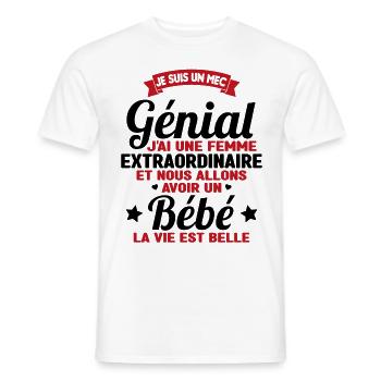 Je suis un mec génial j'ai une femme extraordinair - T-shirt homme - blanc - Devant - AI Model Male 178 dark (178cm)