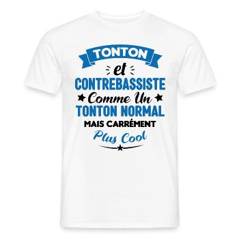 Tonton et Contrebassiste comme un tonton normal - T-shirt homme - blanc - Devant - AI Model Male 178 dark (178cm)