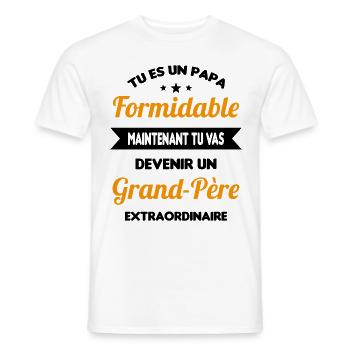 Futur grand-père cadeau annonce de grossesse - T-shirt homme - blanc - Devant - AI Model Male 178 dark (178cm)