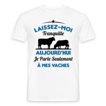 Je parle Seulement à Mes Vaches - T-shirt homme - blanc - Devant - AI Model Male 178 dark (178cm)