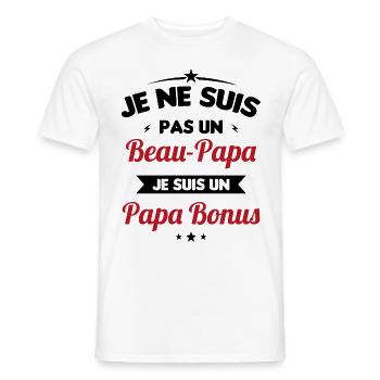 Je ne suis pas un beau-papa je suis un papa bonus - T-shirt homme - blanc - Devant - AI Model Male 178 dark (178cm)