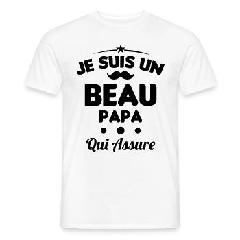 je suis un Beau-Papa qui assure humour - T-shirt homme - blanc - Devant - AI Model Male 178 dark (178cm)