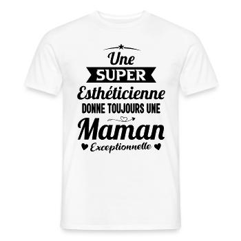 Esthéticienne future maman cadeau annonce mère - T-shirt homme - blanc - Devant - AI Model Male 178 dark (178cm)
