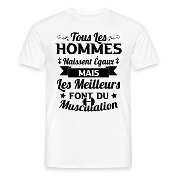 Hommes égaux les meilleurs font de la musculation - T-shirt homme - blanc - Devant - AI Model Male 178 dark (178cm)
