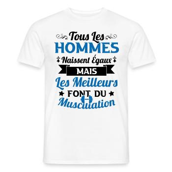 Hommes égaux les meilleurs font de la musculation - T-shirt homme - blanc - Devant - AI Model Male 178 dark (178cm)