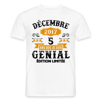 5 Ans Anniversaire Vintage En Décembre 2017 - T-shirt homme - blanc - Devant - AI Model Male 178 dark (178cm)