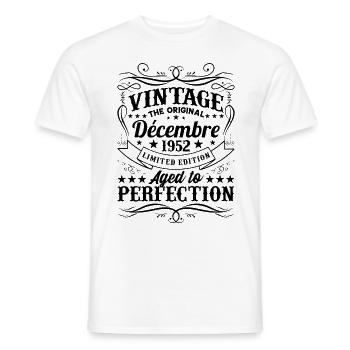 Vintage Flourish Cadeau Anniversaire Décembre 1952 - T-shirt homme - blanc - Devant - AI Model Male 178 dark (178cm)