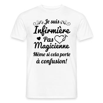 Je suis infirmière pas magicienne Cadeau Humour - T-shirt homme - blanc - Devant - AI Model Male 178 dark (178cm)