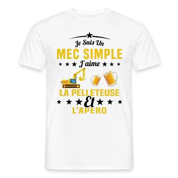 Un Mec Simple J'aime La Pelleteuse Et L'apéro - T-shirt homme - blanc - Devant - AI Model Male 178 dark (178cm)