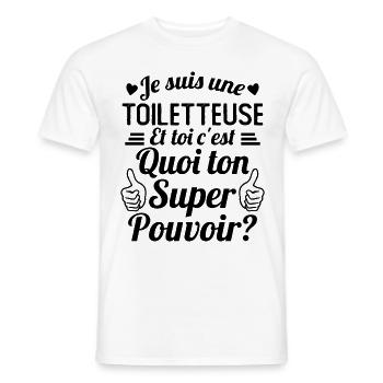 Je suis une Toiletteuse c'est mon super pouvoir - T-shirt homme - blanc - Devant - AI Model Male 178 dark (178cm)