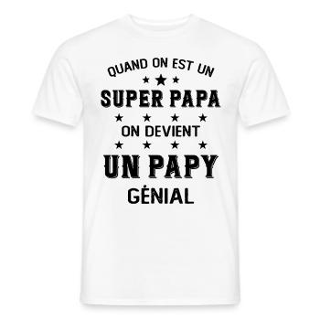 Un Super Papa On Devient Un Papy Génial - T-shirt homme - blanc - Devant - AI Model Male 178 dark (178cm)