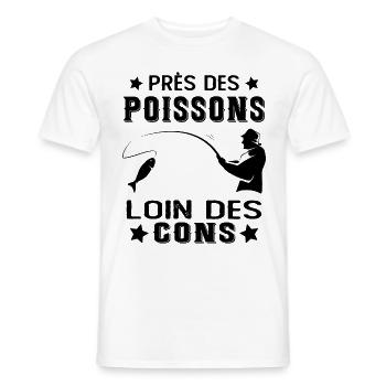 Près Des Poissons Loin Des Cons Drôle Pêcheur - T-shirt homme - blanc - Devant - AI Model Male 178 dark (178cm)