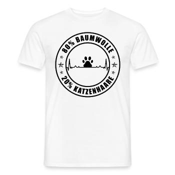 80% Baumwolle 20% Katzenhaare 3 - - Männer T-Shirt - Weiß - Vorne - AI Model Male 178 dark (178cm)