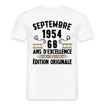 68 Ans Anniversaire Vintage Né(e) Septembre 1954 - T-shirt homme - blanc - Devant - AI Model Male 178 dark (178cm)