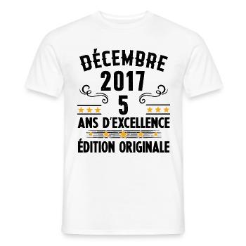 5 Ans Anniversaire Vintage Né(e) en Décembre 2017 - T-shirt homme - blanc - Devant - AI Model Male 178 dark (178cm)